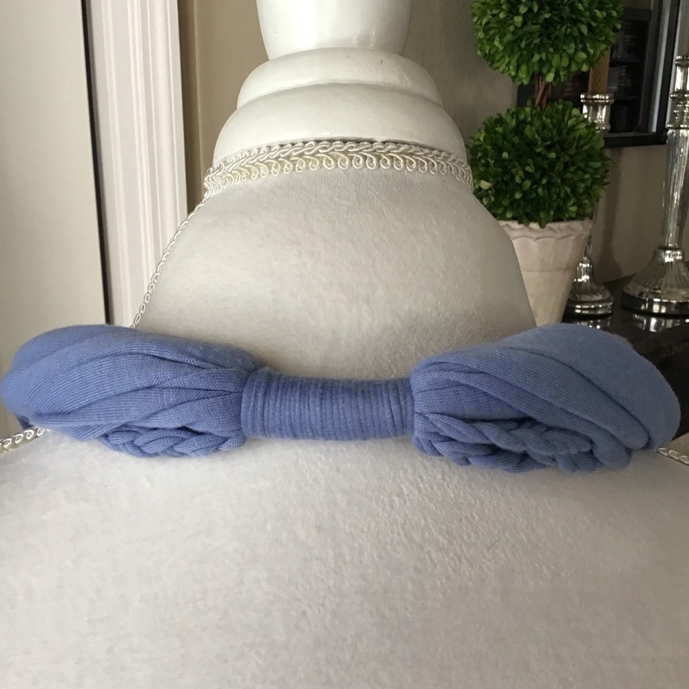 NEW Scarf Necklace Blue Multi Loop Braid Tassel Knot Multi Loop SOFT Knit Boho - Picture 9 of 9